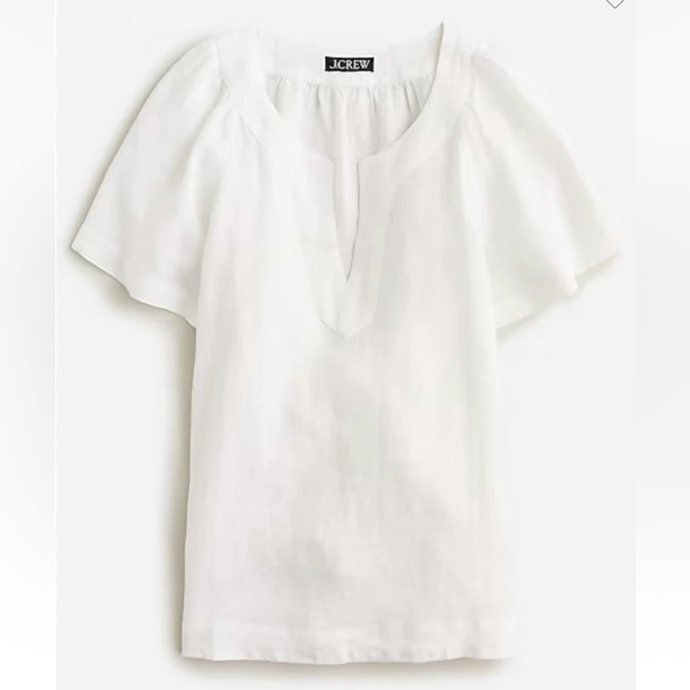 J. Crew ivory Relaxed linen Blouse b-neck with Short Sleeves - small - Picture 2 of 10